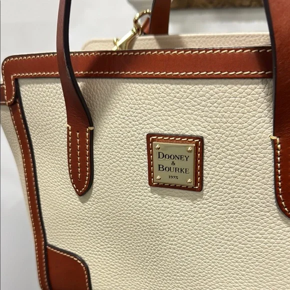 Dooney & Bourke Cream and Tan Satchel with Structured Design AWL - Picture 2 of 12